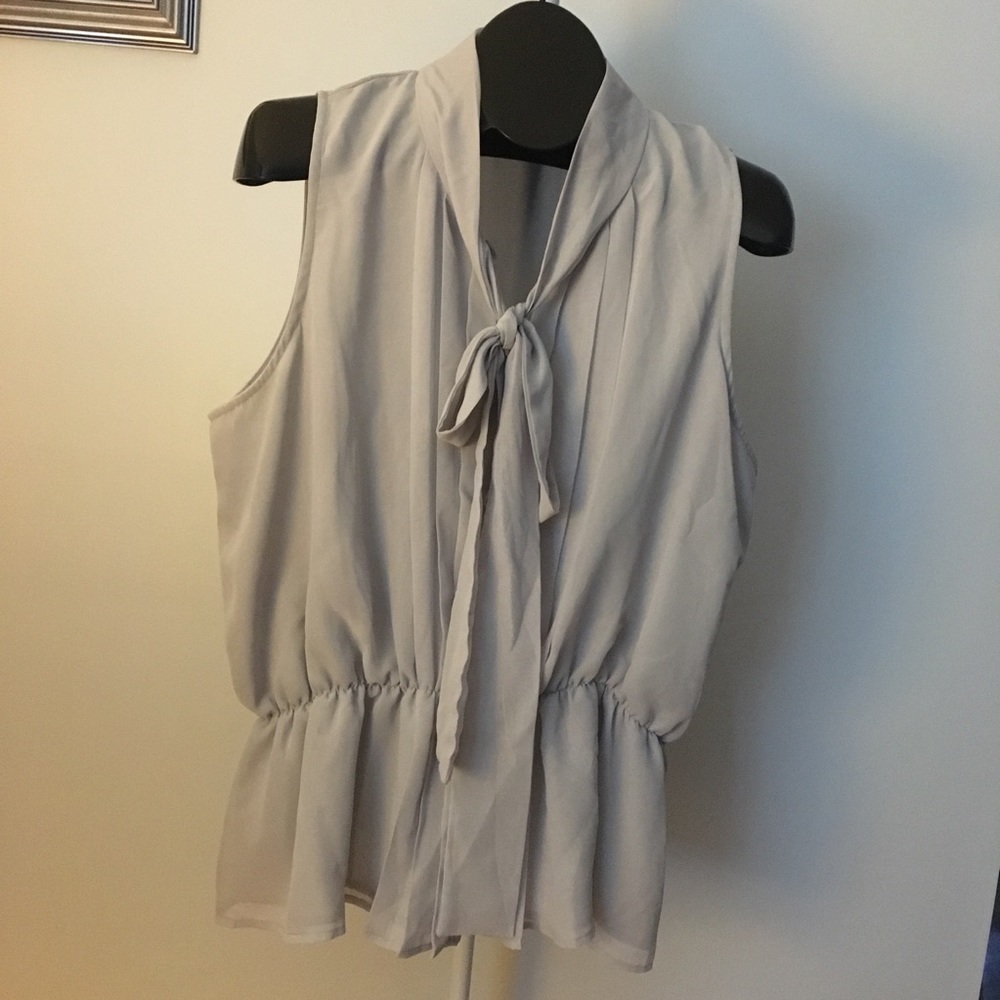 Grey Sleeveless Blouse